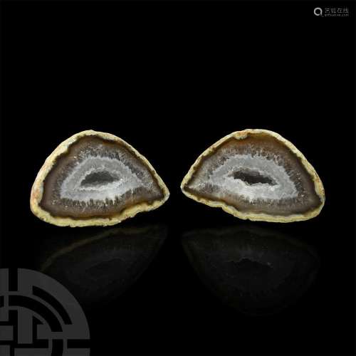Cut and Polished Agate Geode Pair