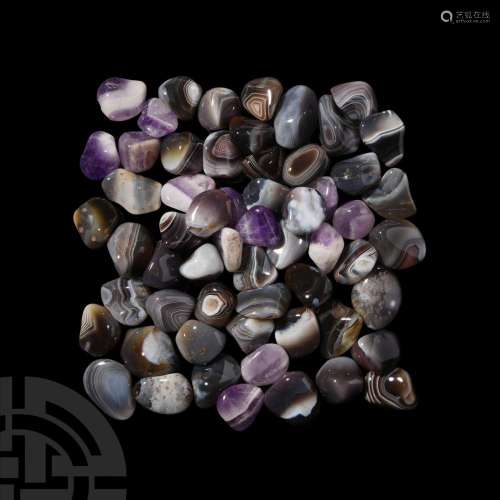 59 Polished Agate and Amethyst Pebbles