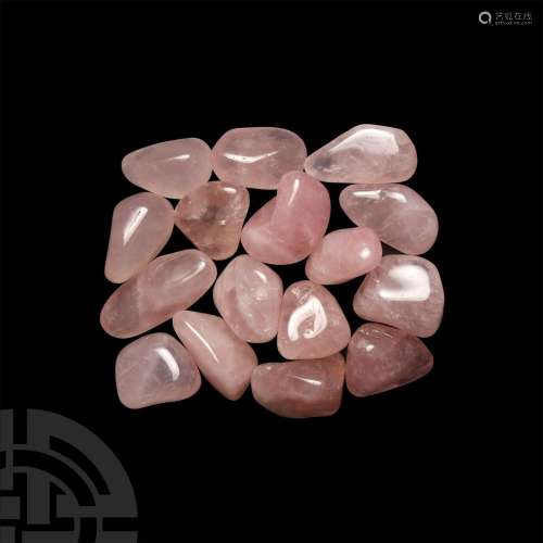 Polished Rose Quartz Palm Stone Specimen Group