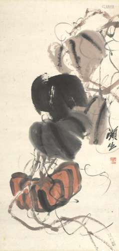 QI BAISHI (1864-1957)  Gourd and Taro Leaves