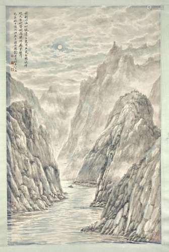 TAO LENGYUE (1895-1985) Gorge in the Moonlight, 1979