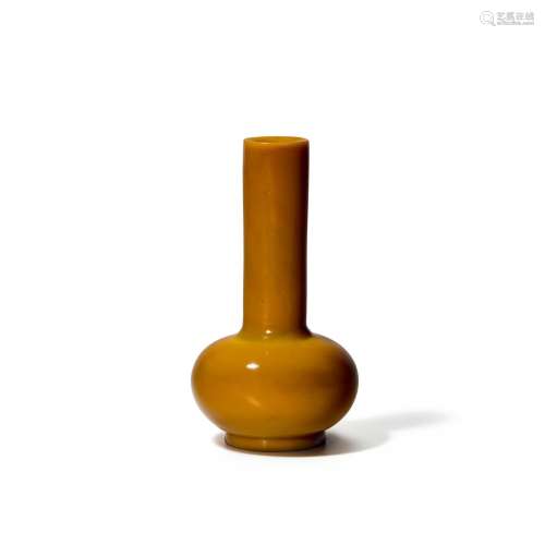 AN OPAQUE MUSTARD-YELLOW GLASS BOTTLE VASE   Qing dynasty, 1...