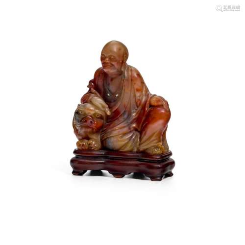 A FINE SOAPSTONE FIGURE OF MANJUSRI Signed Yuxuan, 17th cent...