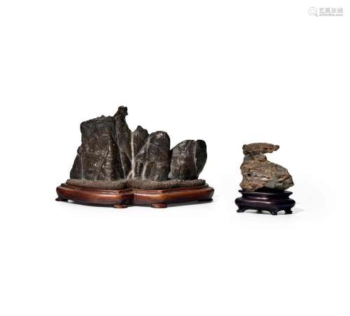 TWO SMALL 'SCHOLAR'S ROCKS' Qing dynasty, 18th c...