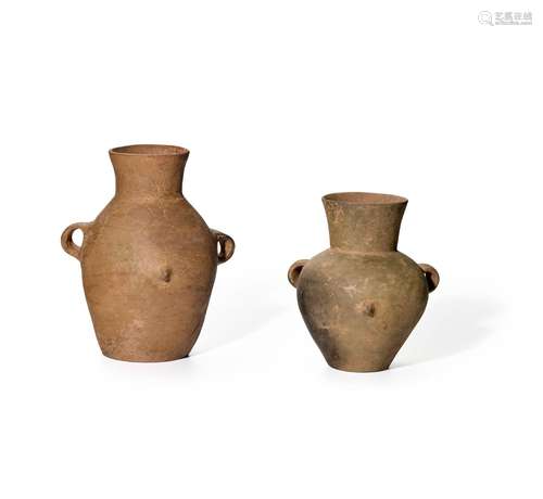 TWO NEOLITHIC RED POTTERY JARS Dawenkou Culture, 4300-2400 B...