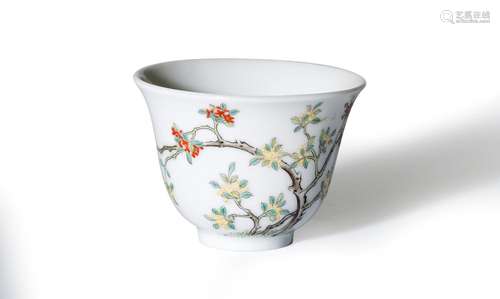 A RARE ENAMELED 'OSMANTHUS' WINE CUP  Daoguang iron-...