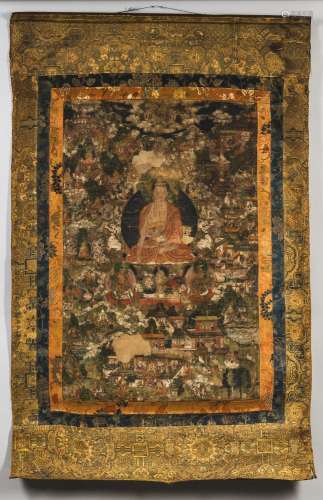 Thangka Depicting the Story of the Life of Buddha