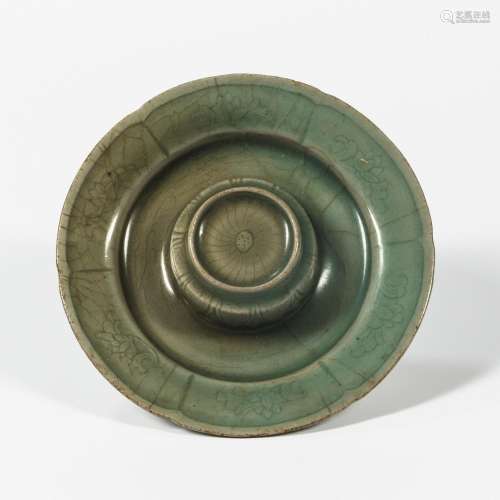 Celadon-glazed Stoneware Cup Holder