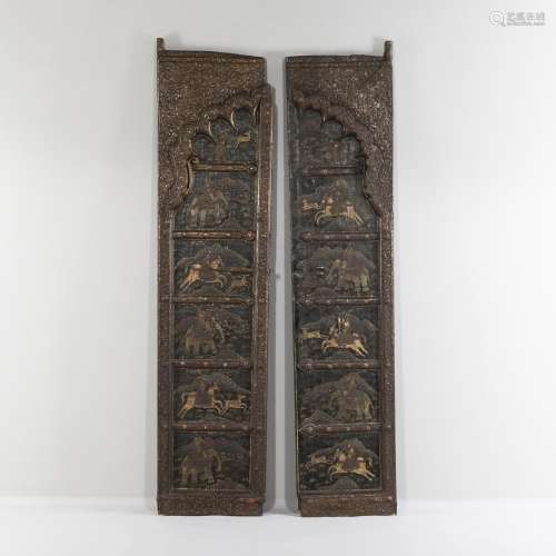 Pair of Carved and Painted Doors
