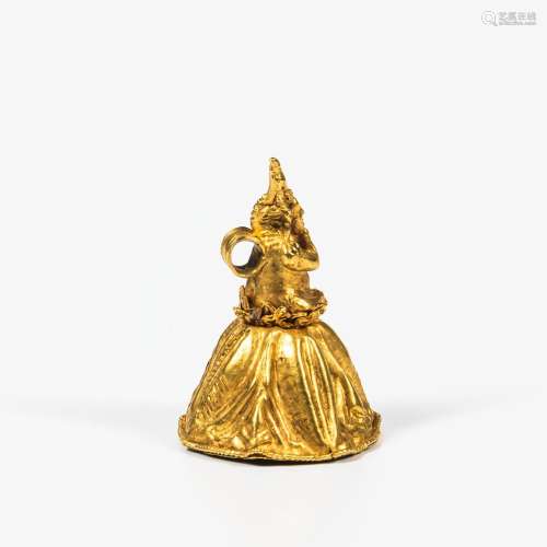 High-karat Gold Figural Miniature Bell Charm