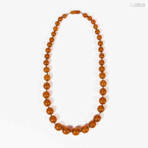 Faux Amber Beaded String Necklace
