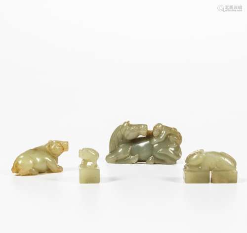 Four Jade Carvings and Seals