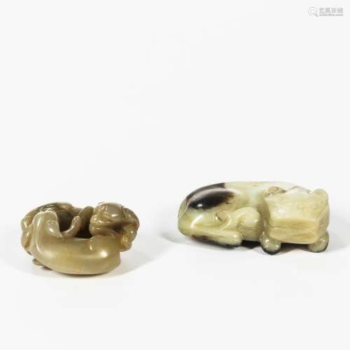 Two Carved Jade Animals