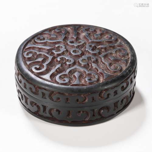 Carved "Tixi" Lacquer Box and Cover