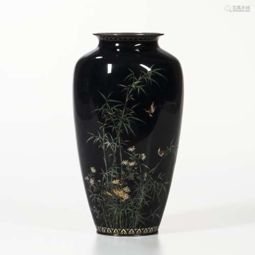 Silver-rimmed Cloisonn&#233; Vase