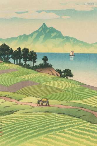 Kawase Hasui (1883-1957), Mount Unsen from Amakusa