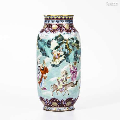 Large Polychrome-enameled Vase
