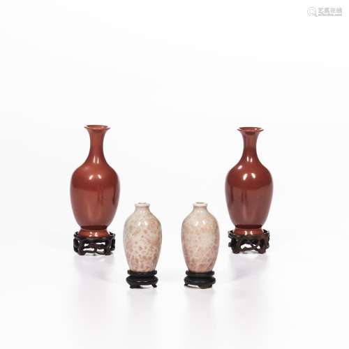 Two Pairs of Miniature Glazed Vases