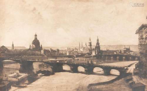 GEORG ERLER DRESDEN - BLICK AUF DIE ALTSTADT (NACH EINEM MOT...