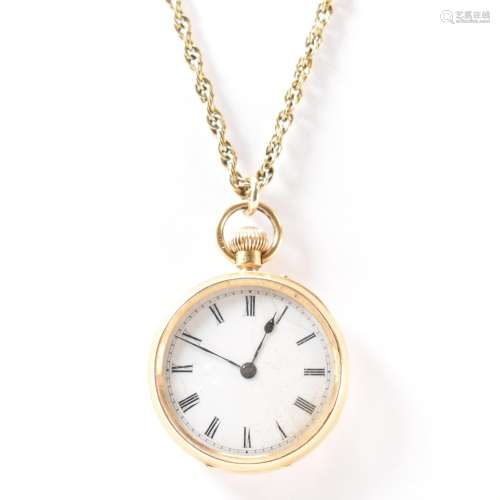 1920S HALLMARKED 18CT GOLD OPEN FACE POCKET WATCH & GOLD...