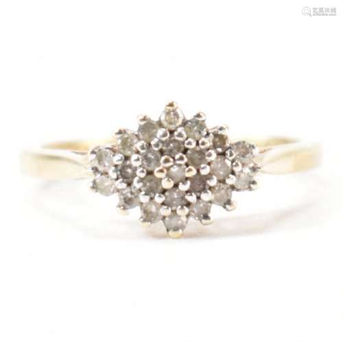 HALLMARKED 9CT GOLD & DIAMOND CLUSTER RING