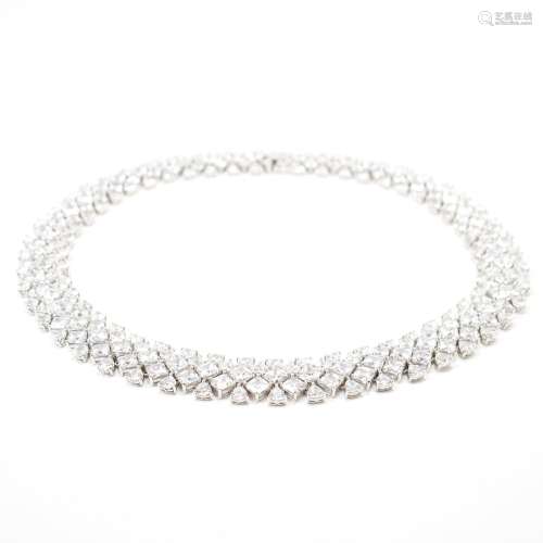 925 SILVER CUBIC ZIRCONIA STONE SET COLLAR NECKLACE