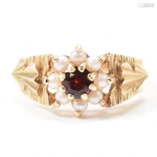 HALLMARKED 9CT GOLD & SEED PEARL RING