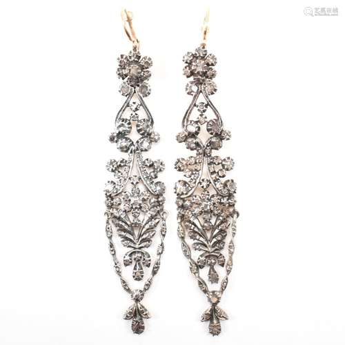 PAIR OF GIRANDOLE DIAMOND DAY & NIGHT EARRINGS