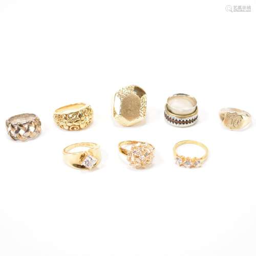 GROUP OF 925 SILVER & GOLD TONE RINGS