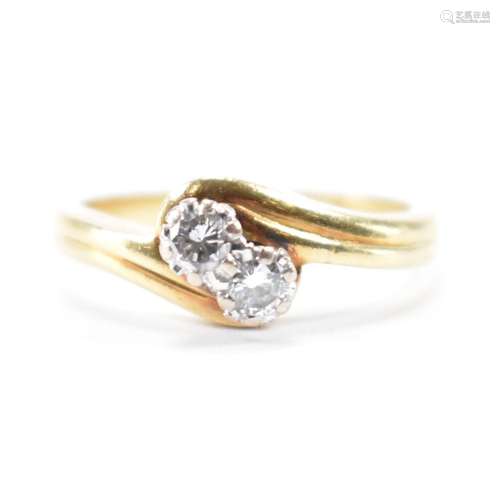 HALLMARKED 18CT GOLD & DIAMOND CROSSOVER RING