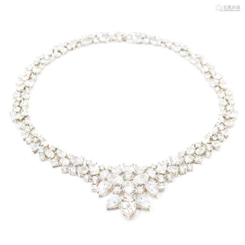 925 SILVER & CUBIC ZIRCONIA STONE SET COLLAR NECKLACE