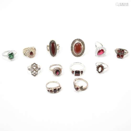 GROUP OF 925 SILVER STONE SET RINGS