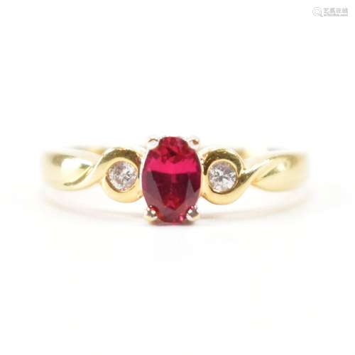 HALLMARKED 18CT GOLD RUBY & DIAMOND RING