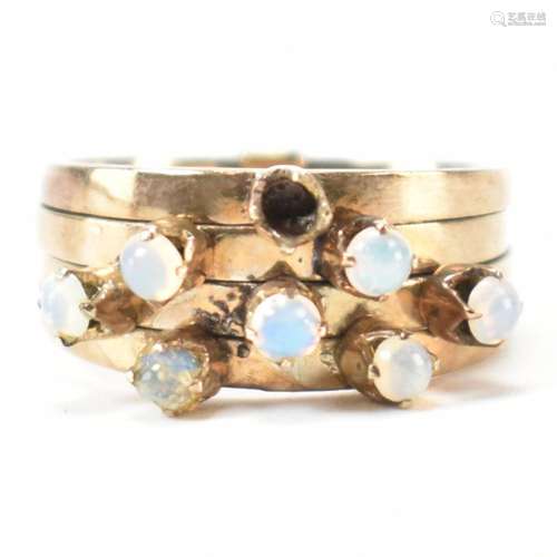 VINTAGE GOLD & OPAL FOUR BAND RING