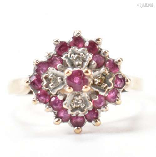 HALLMARKED 9CT GOLD RUBY & DIAMOND RING