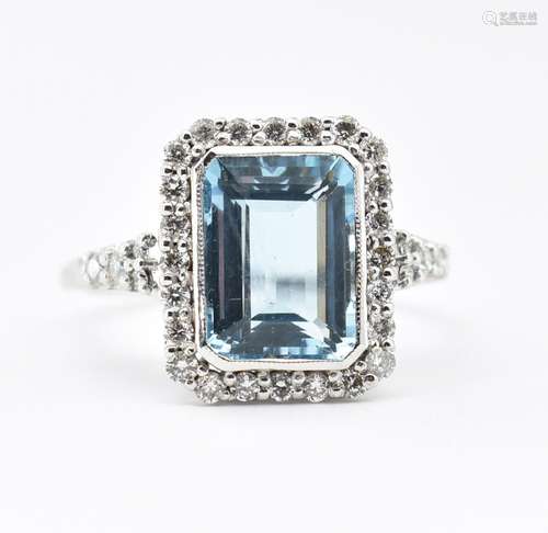 AQUAMARINE & DIAMOND DRESS RING