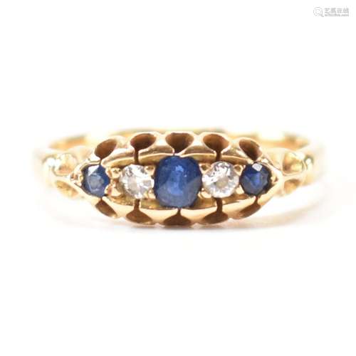 VINTAGE GOLD SAPPHIRE & DIAMOND RING