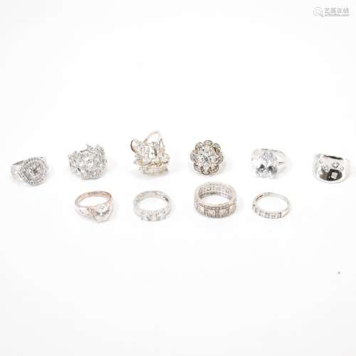 GROUP OF 925 SILVER & CZ SET RINGS