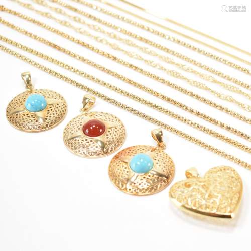 GROUP OF 925 SILVER GILT GOLD TONE CHAIN NECKLACES & PEN...