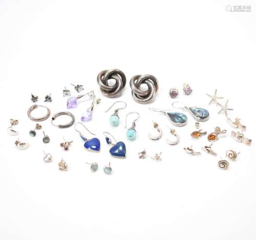 ASSORTMENT OF SILVER EARRINGS