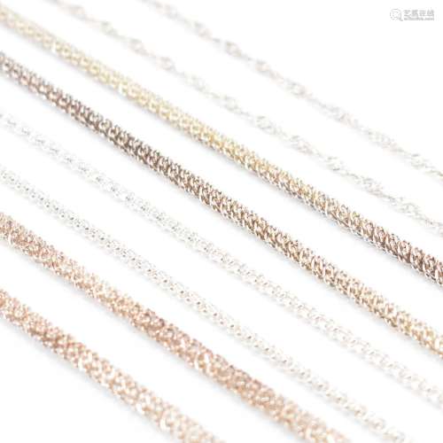 GROUP OF 925 SILVER FANCY LINK CHAIN NECKLACES