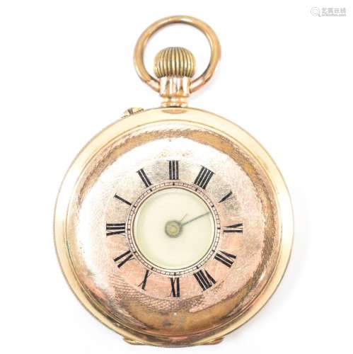 ANTIQUE GOLD PLATED HALF HUNTER POCKET WATCH