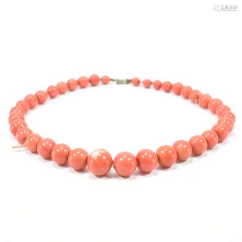 VINTAGE CERAMIC CORAL COLOURED BEADED NECKLACE