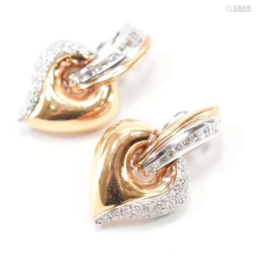 PAIR OF 18CT GOLD & DIAMOND EAR CLIPS