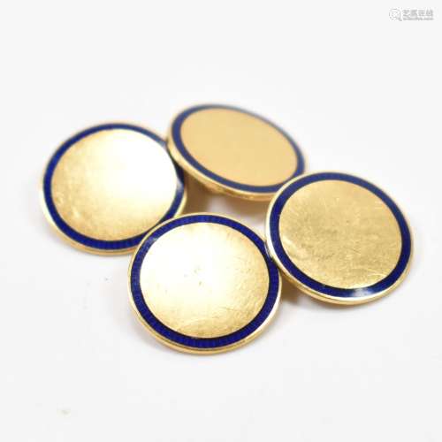 PAIR OF 18CT GOLD & ENAMEL CUFFLINKS