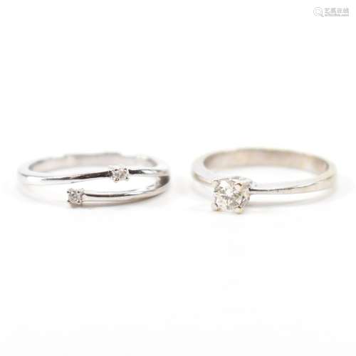 TWO 9CT GOLD & DIAMOND RINGS