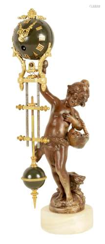AN EARLY 20TH CENTURY FRENCH BRONZED METAL SWINGING MYSTERY ...