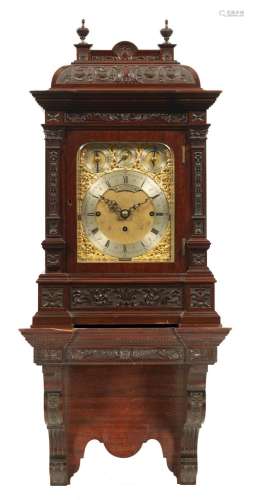 A LATE 19TH CENTURY TRIPLE FUSEE BRACKET CLOCK WITH HANGING ...