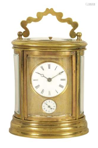 A LATE 19TH CENTURY FRENCH OVAL REPEATING CARRIAGE CLOCK