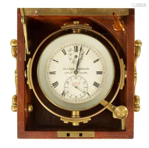 GERMAN BRASS CASED THIRD REICH MARINE CHRONOMETER ENGRAVED W...